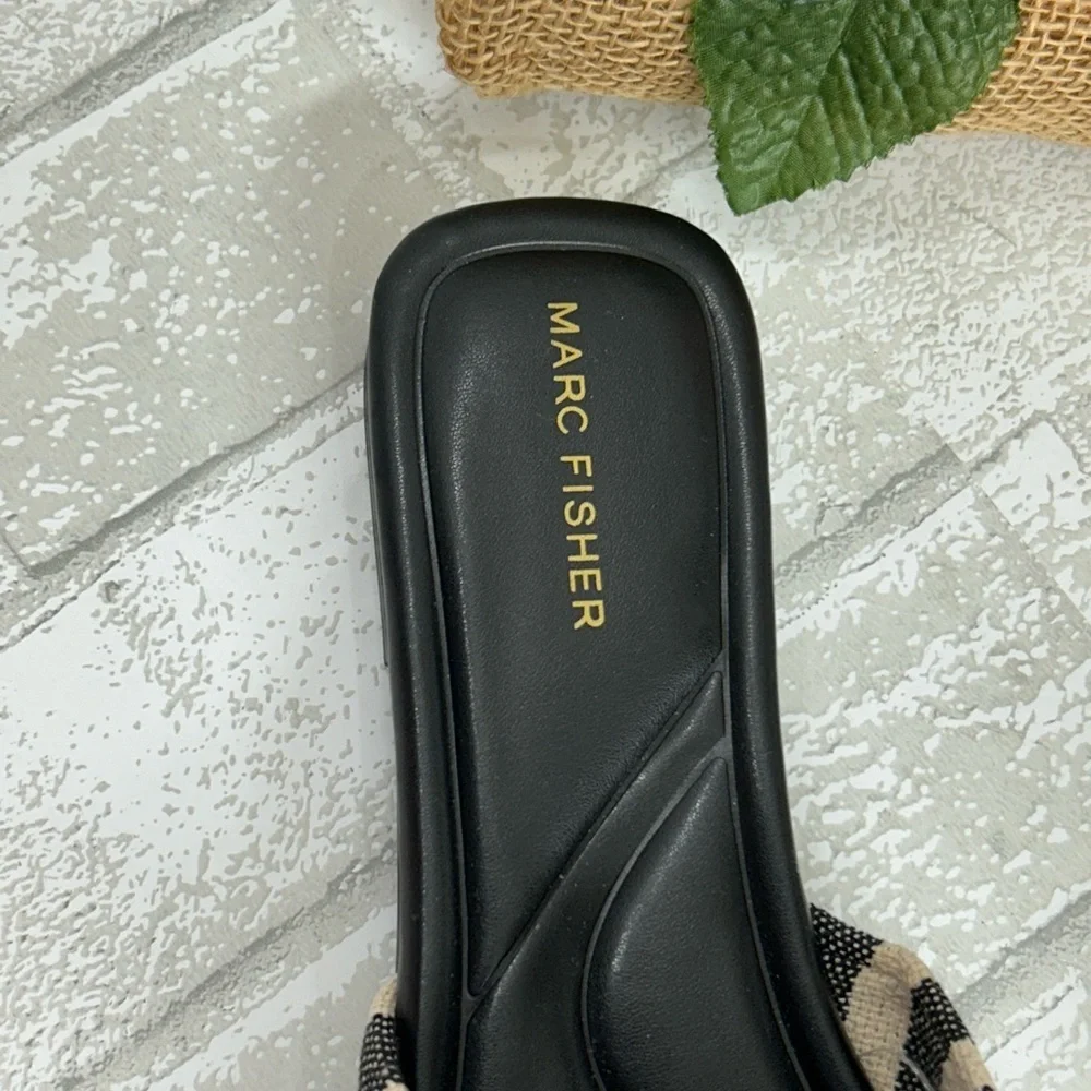 Marc Fisher Black and White Striped Sandals